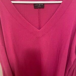 Lane Bryant Fuchsia V-Neck Top